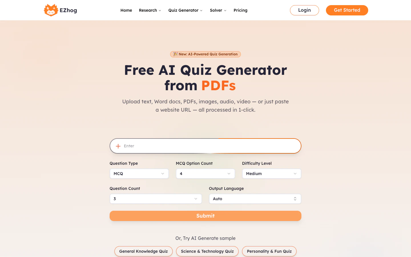 EZhog creator audience quiz and personalized result